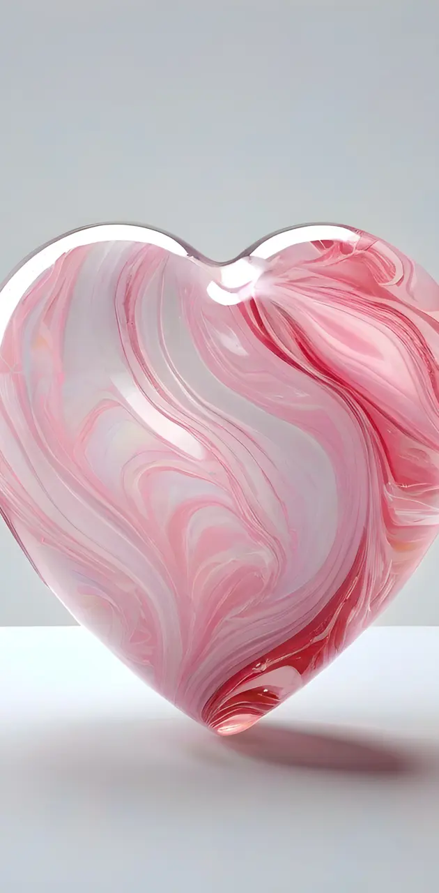a pink and white ceramic bowl heart