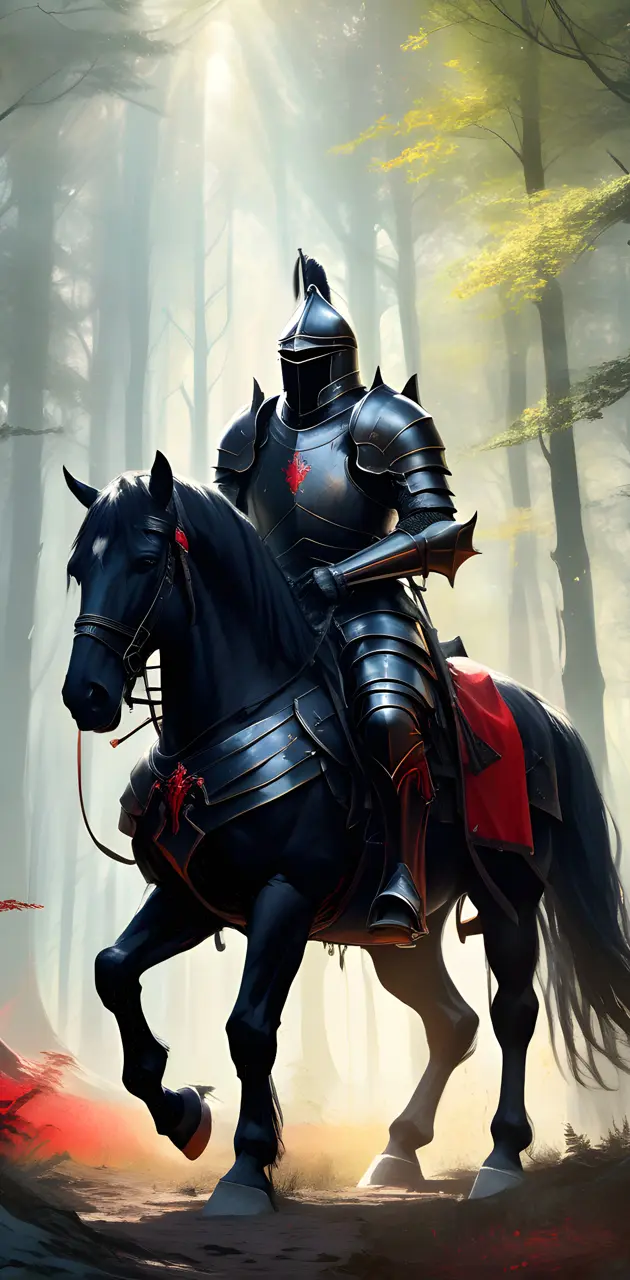 Black knight on black horse