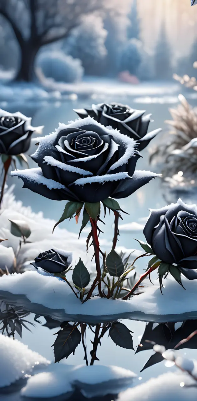Frozen Black Roses