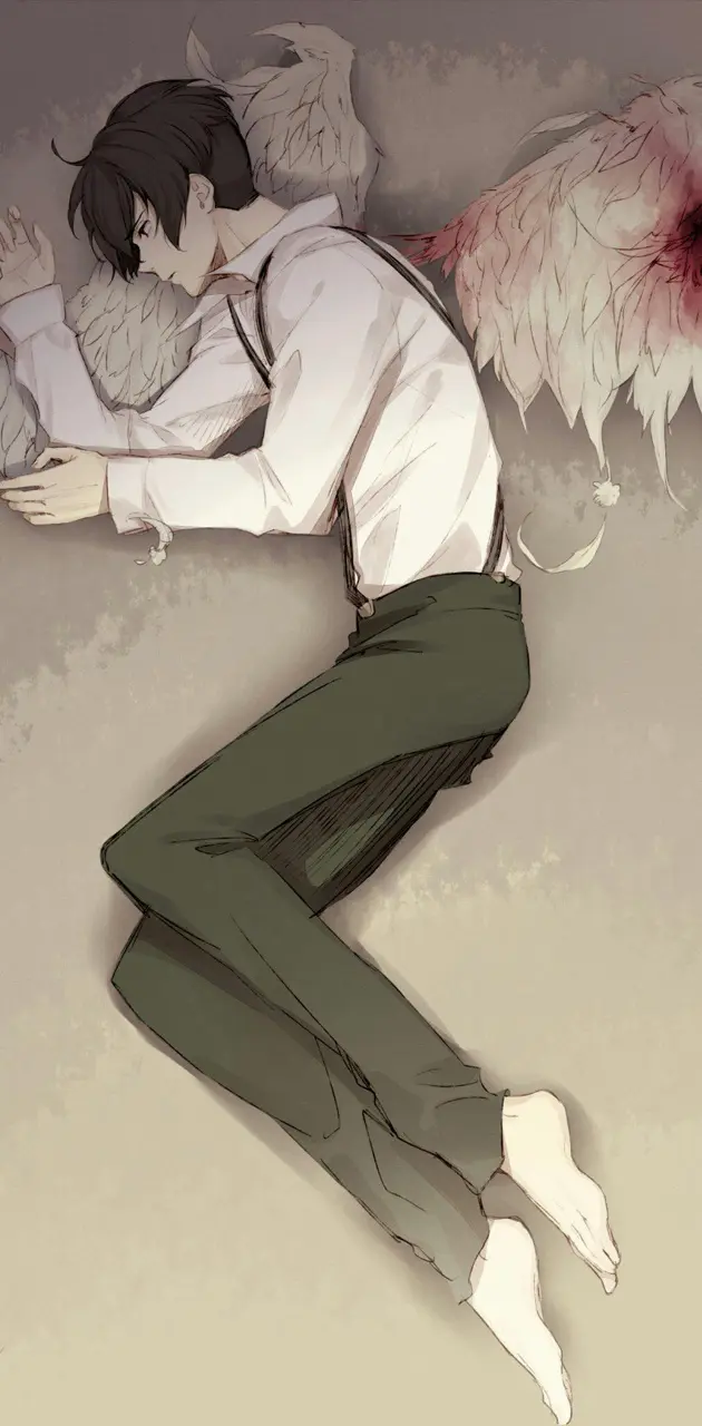 sad anime boy angel