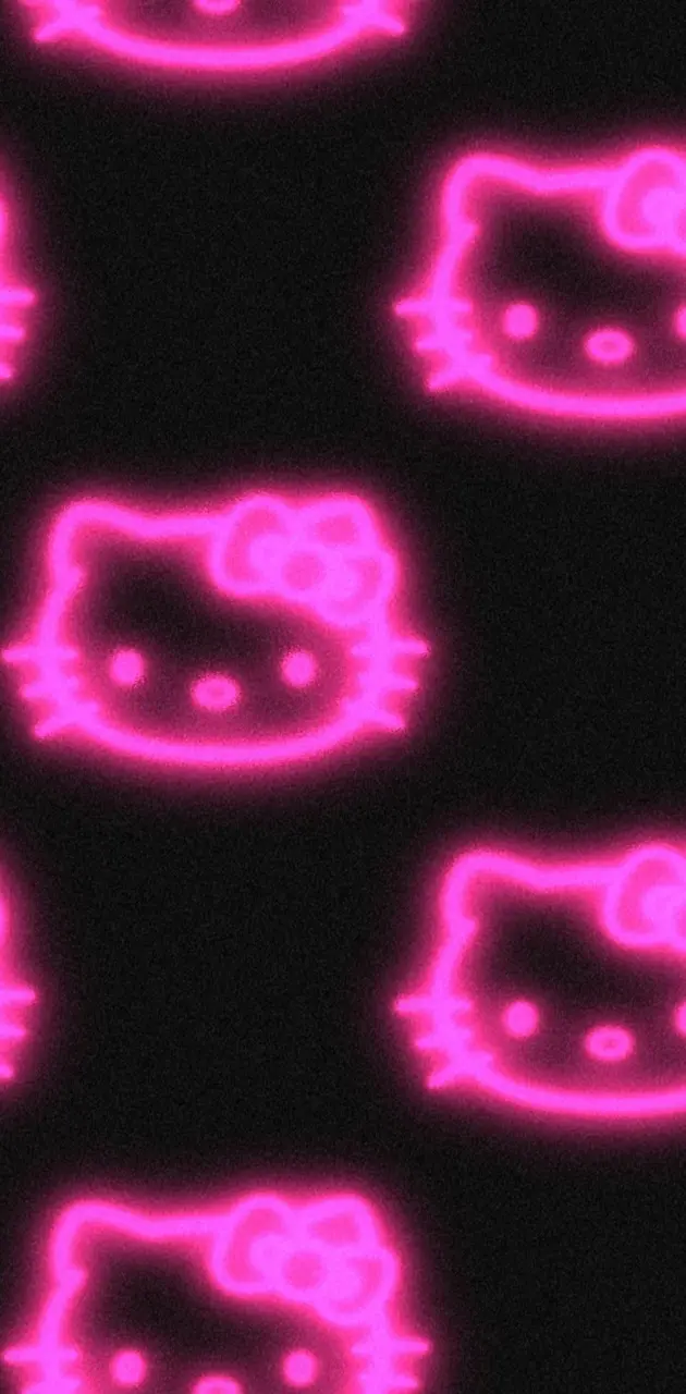 Download Purple Neon On Black Hello Kitty Wallpaper