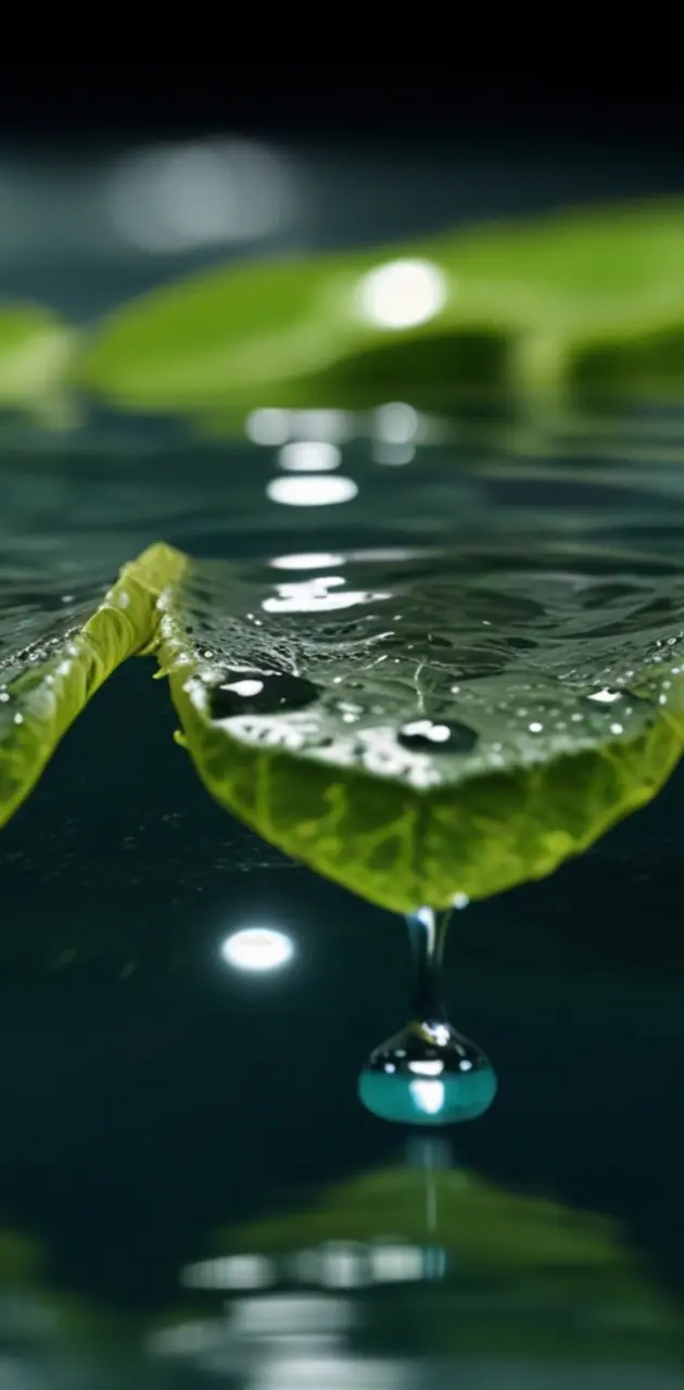 ultra Leaf with green stone water 4k.
