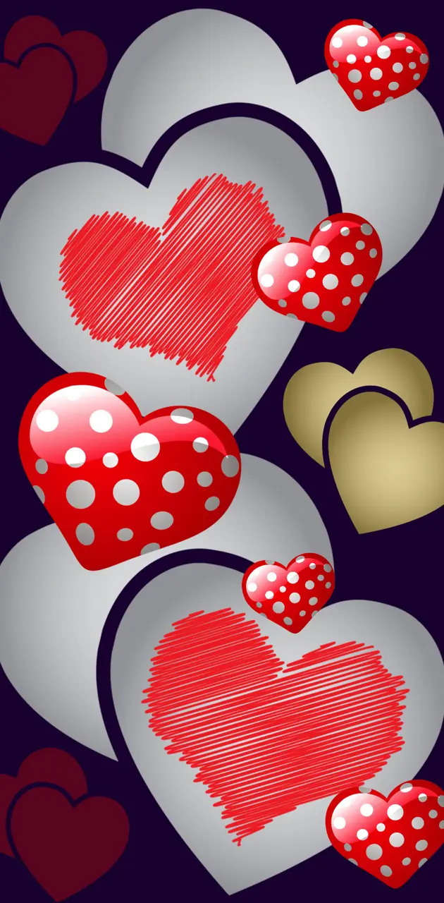 Silver red hearts