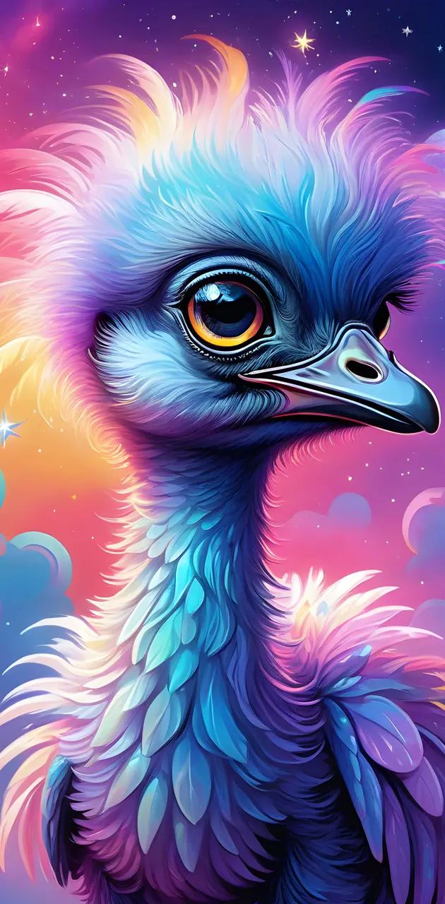 Lisa Frank style baby ostrich