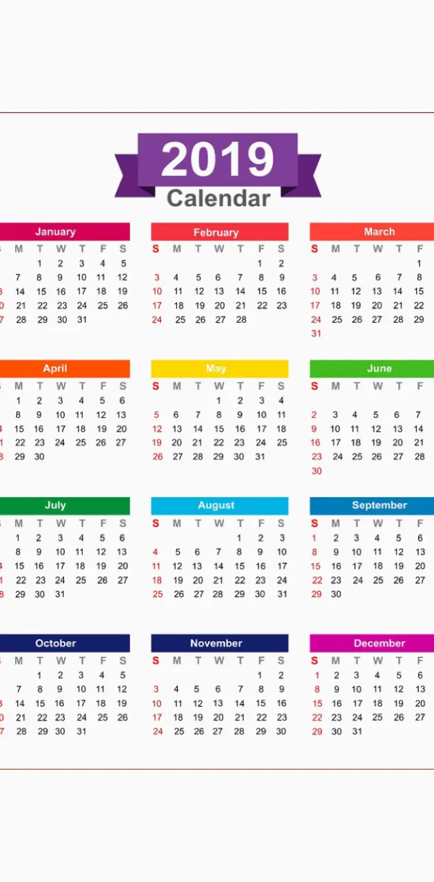 2019 Calendar 
