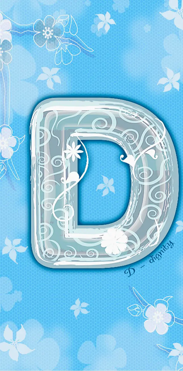letter D blue floral