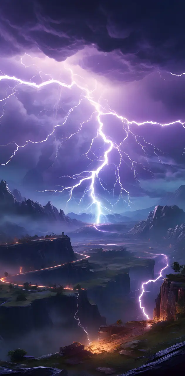 lightning striking a mountain