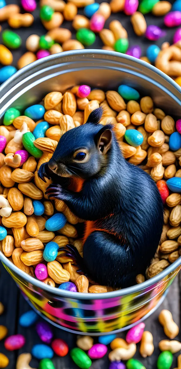 a small animal in a bowl of colorful round objects