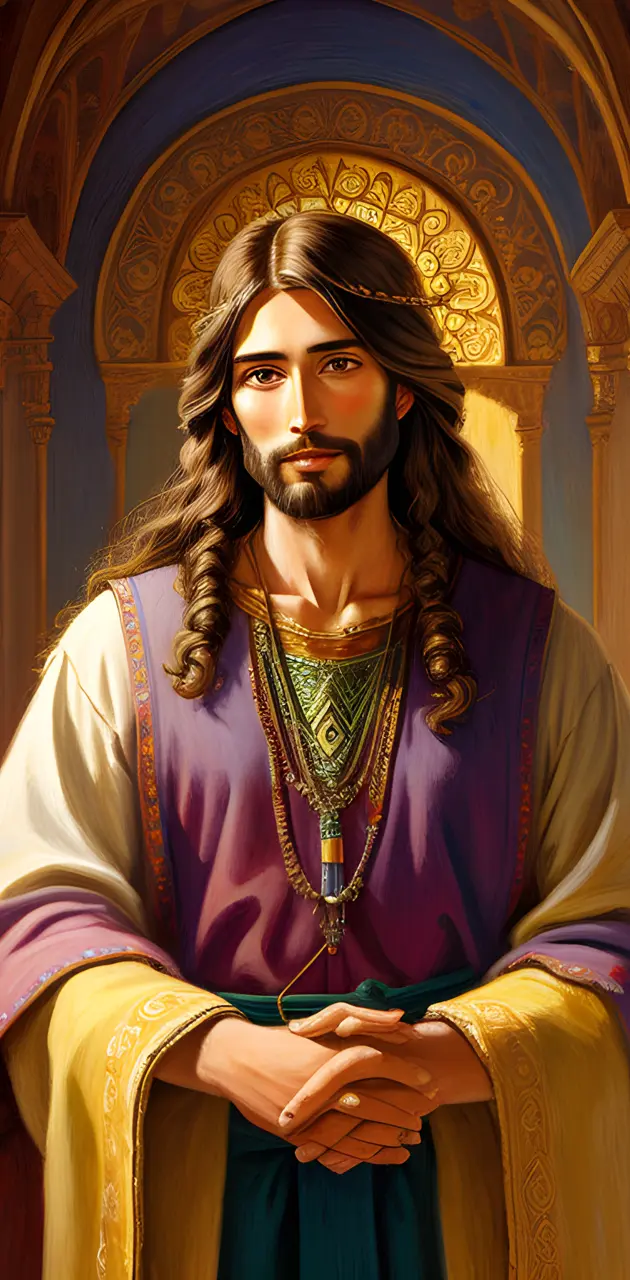 jesus wearing a colorful robe