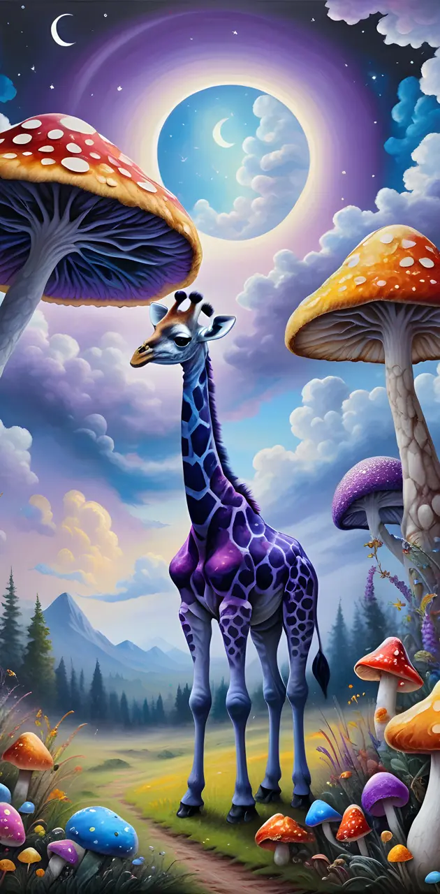 Giraffe Dream- Mushrooms