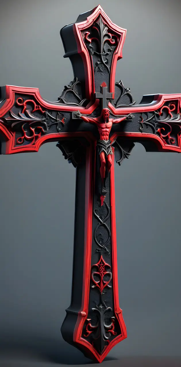 red and black gothic cross