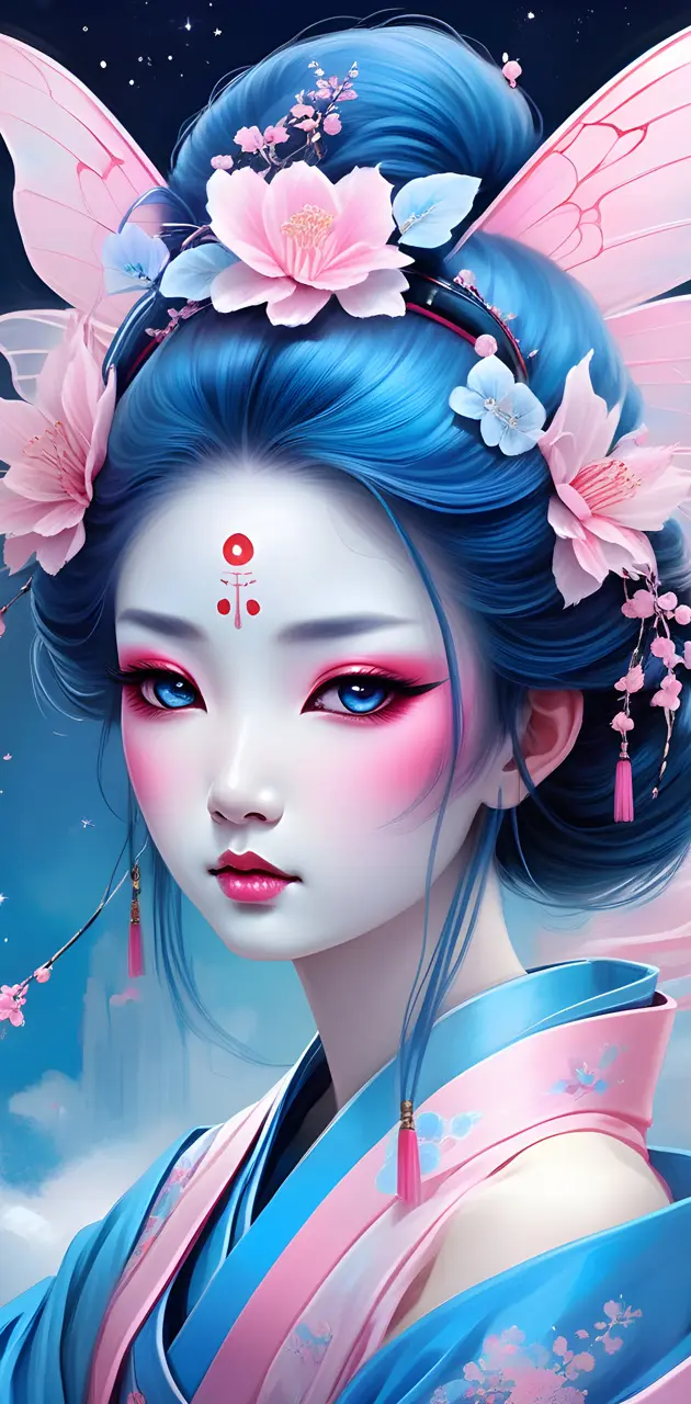 Blue and Pink Geisha Fairy