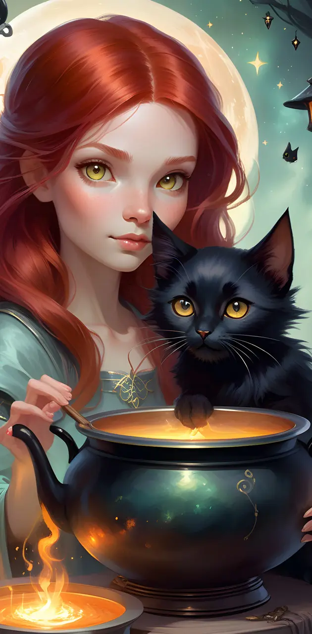 little witch and cat familiar