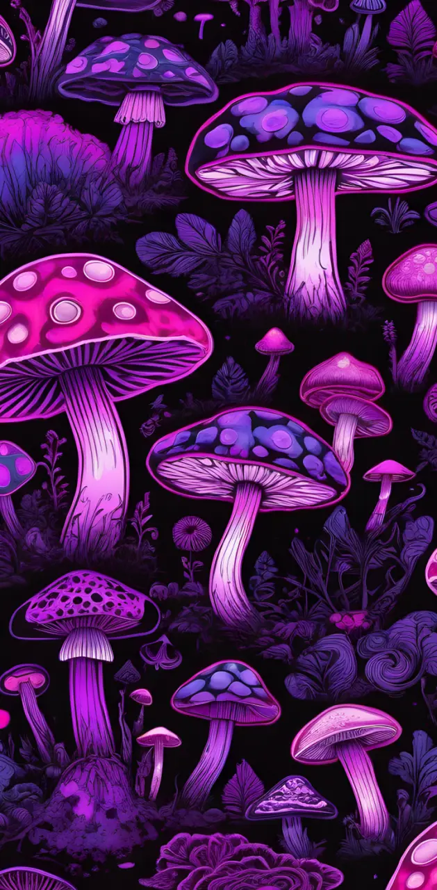 Purple/pink trippy mushrooms 