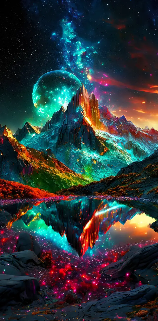 space landscape hyper detailed reflections