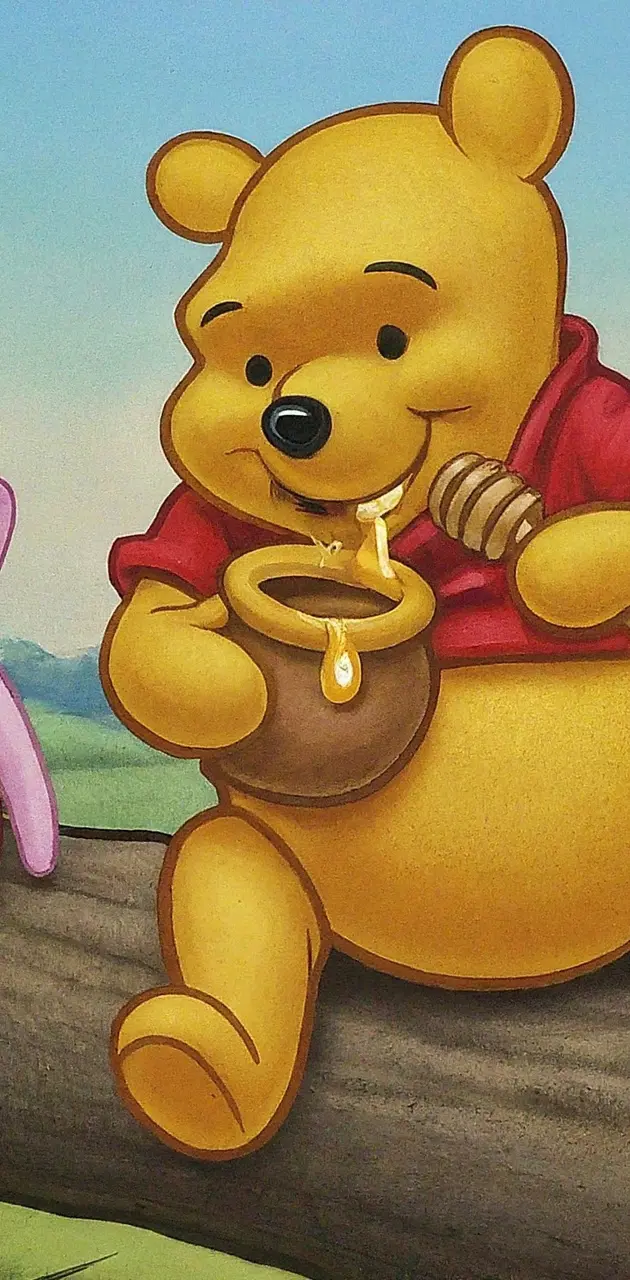 Winnie the Pooh eating hunny with Piglet