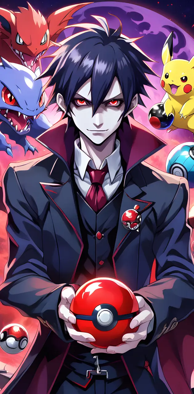 Vampire holding a pokemon ball