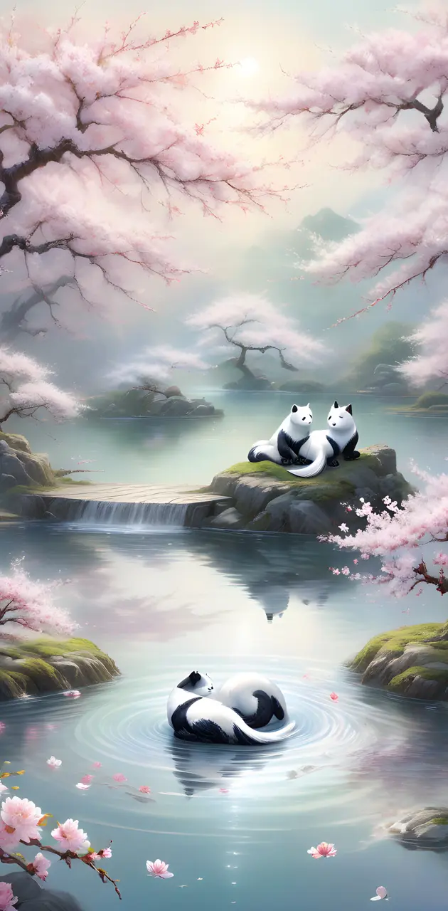 Yin Yang Animals on a pond