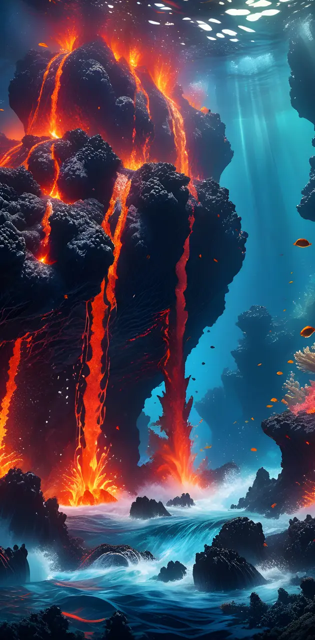 underwater lava falls