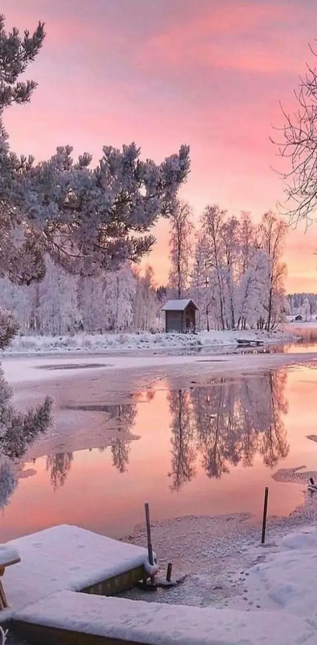 snowy lake