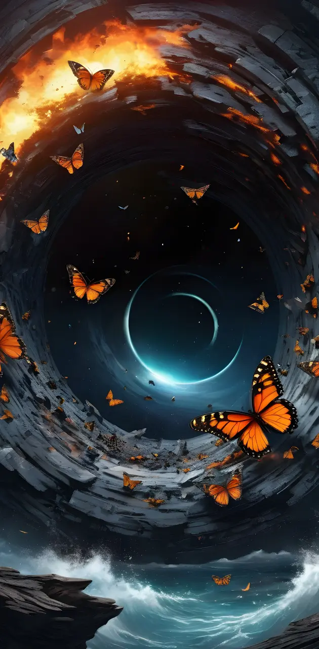 butterflies entering black hole