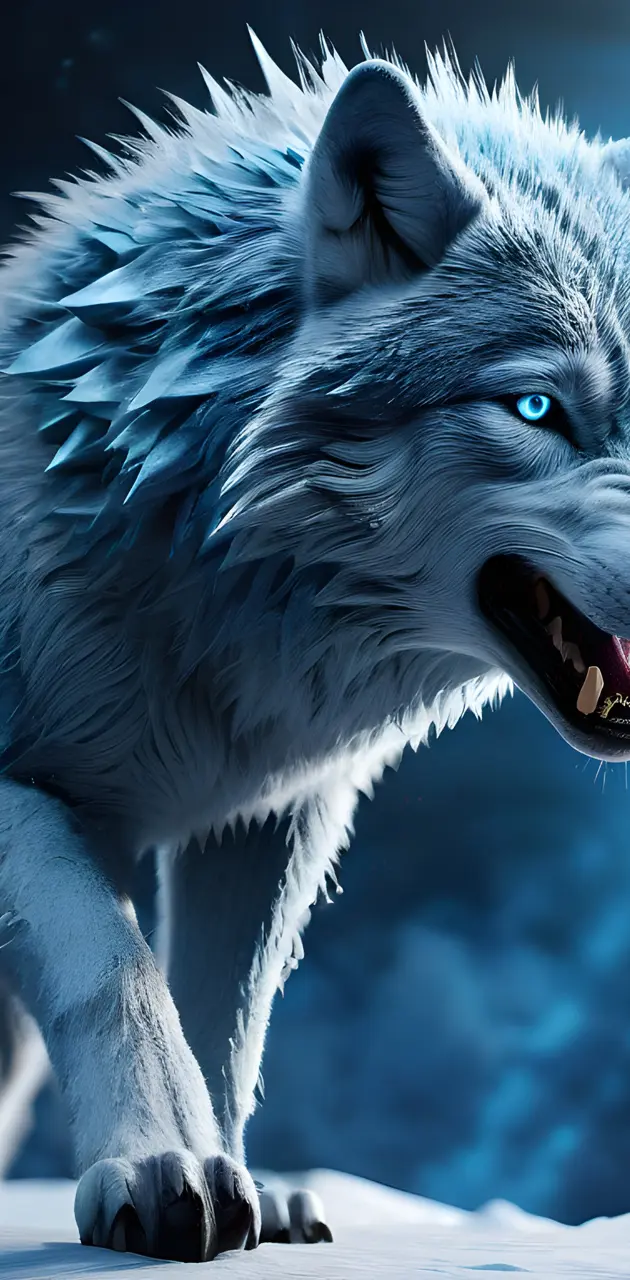 a wolf with blue eyes