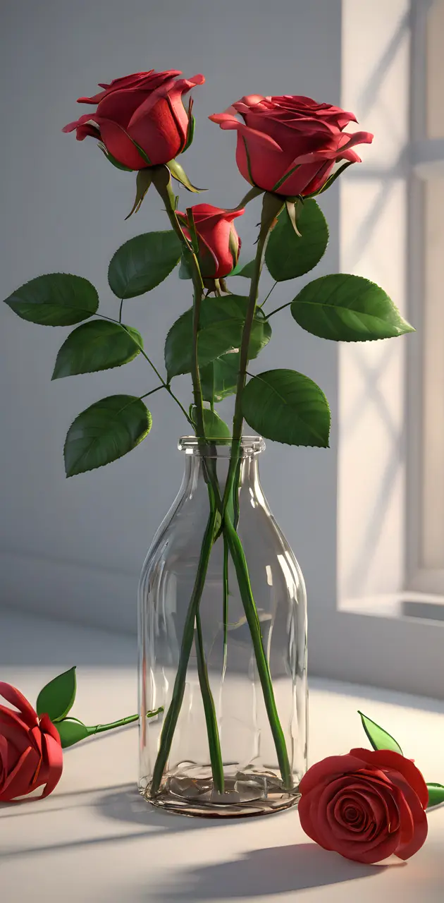 Roses in a bottle