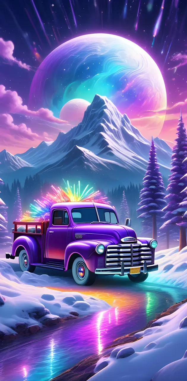 a purple truck in
