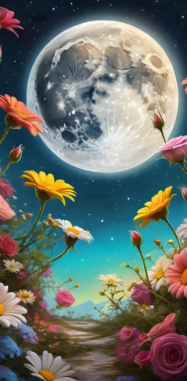 Flowers and moon