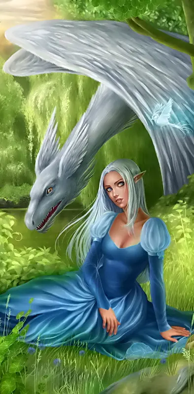 Elf Girl And Dragon