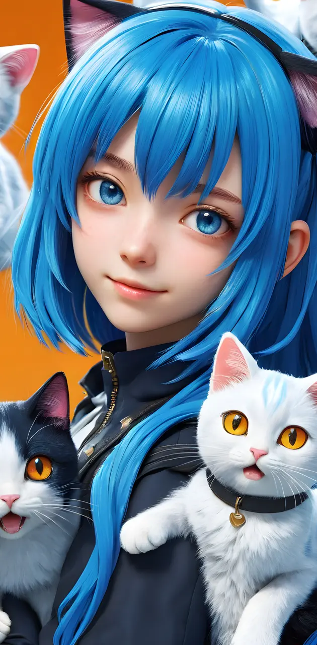 Girl with cats