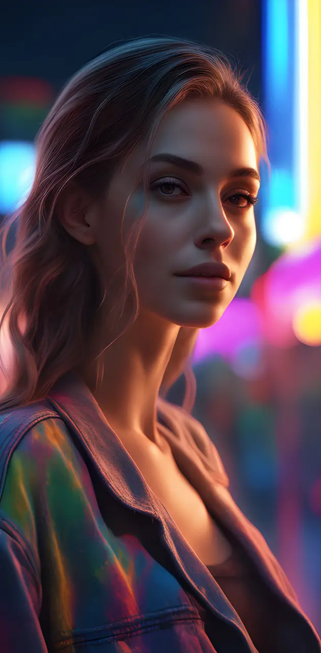 Girl under neon lights