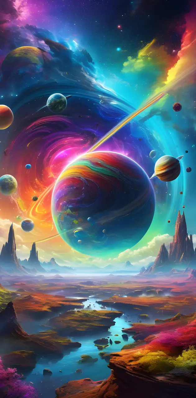 rainbow nebula and future. earth