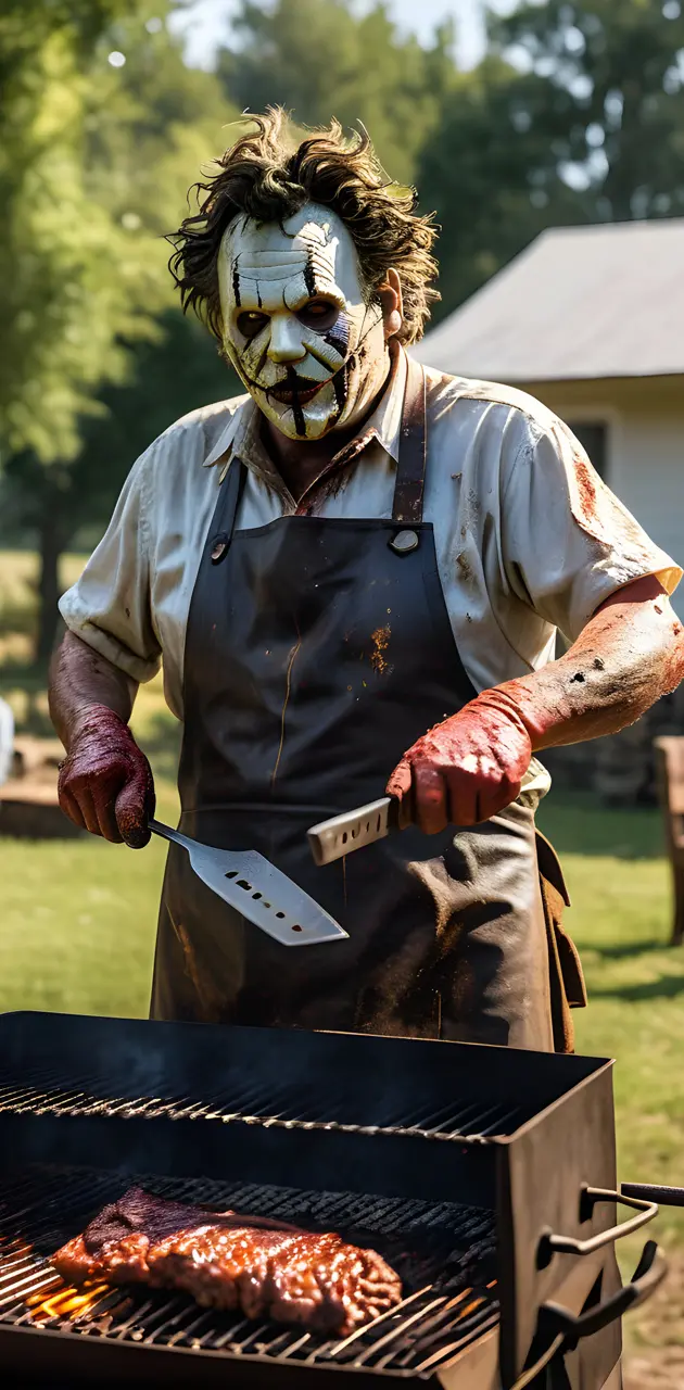 Leatherface grilling