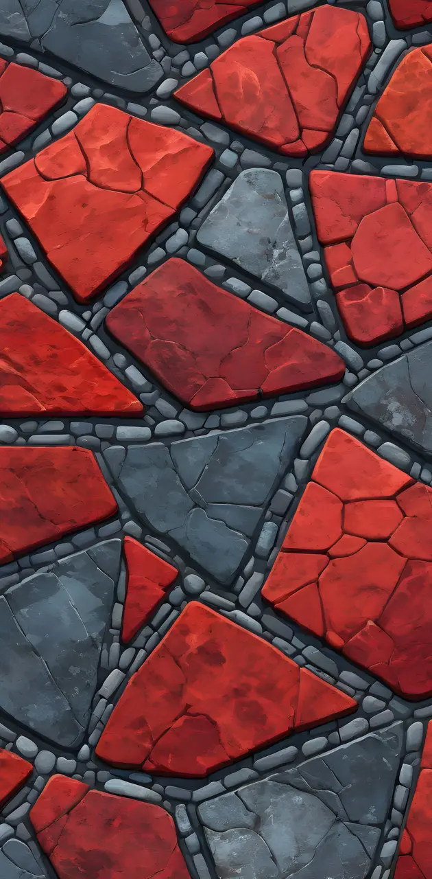 a red and black tiled surface