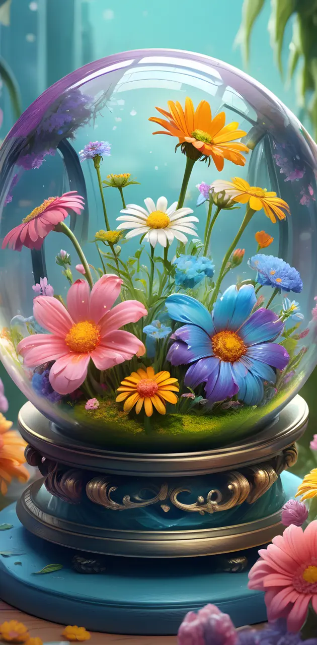 flowers in a globe 