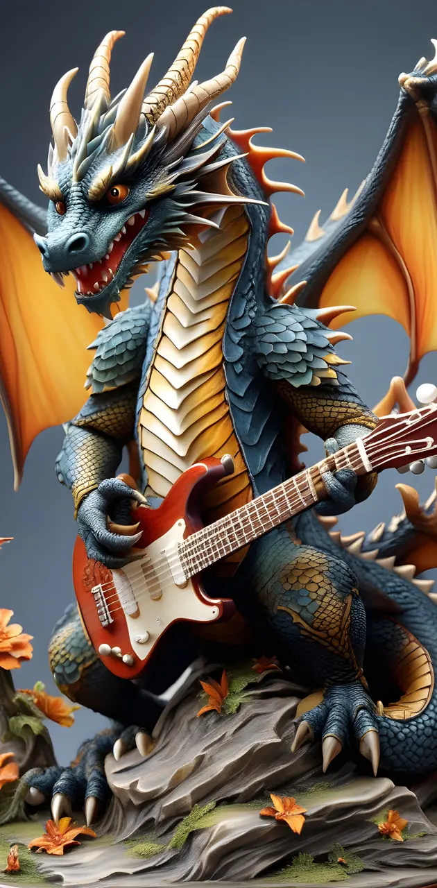 dragon playing guitar