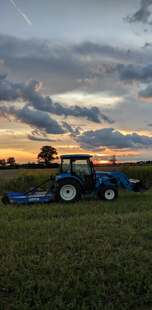 Tractor sunset