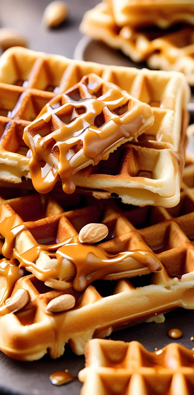 honey peanut butter waffle with a sprinkle of peanuts