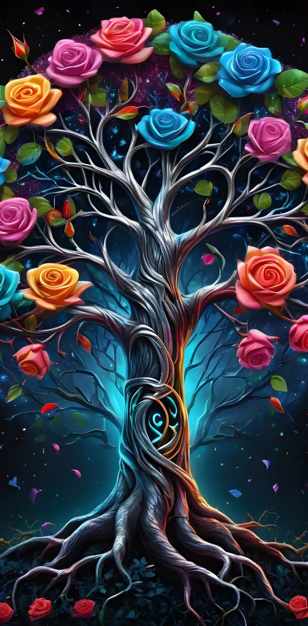 Colorful Roses on Tree Of Life