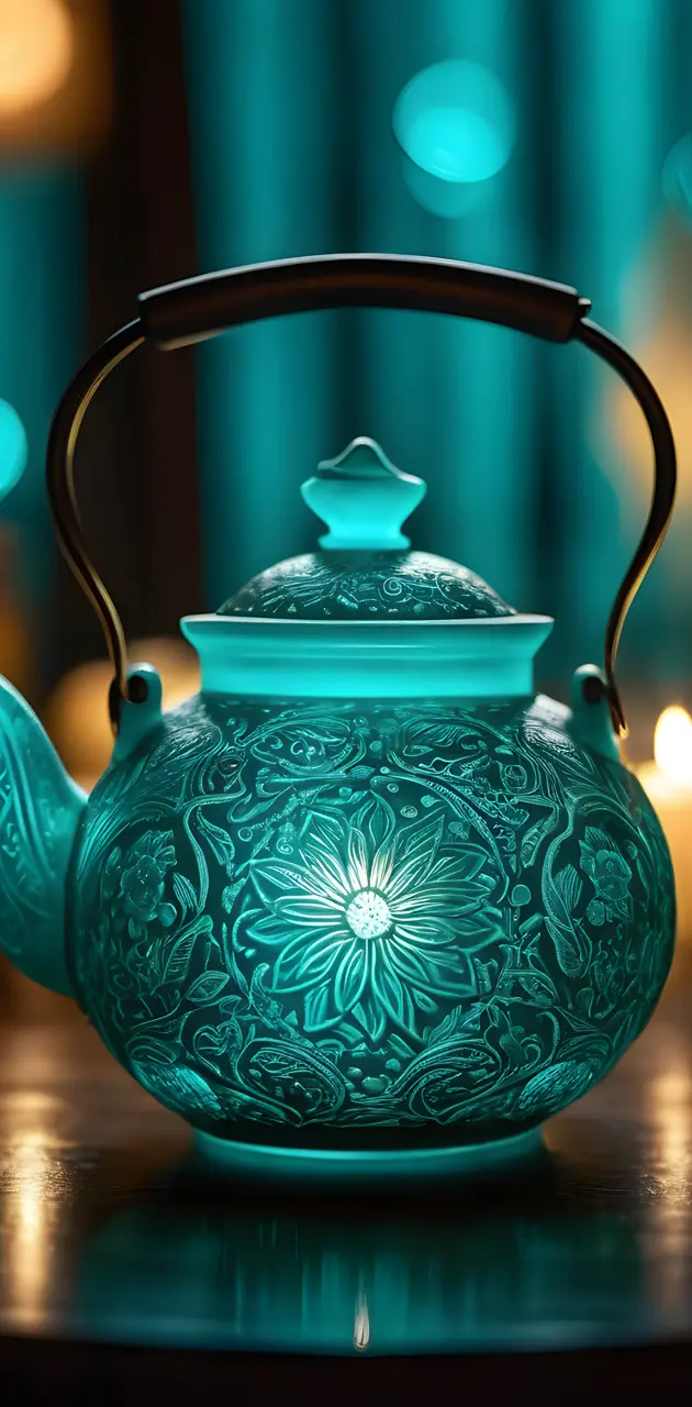 beautiful teal tea pot light