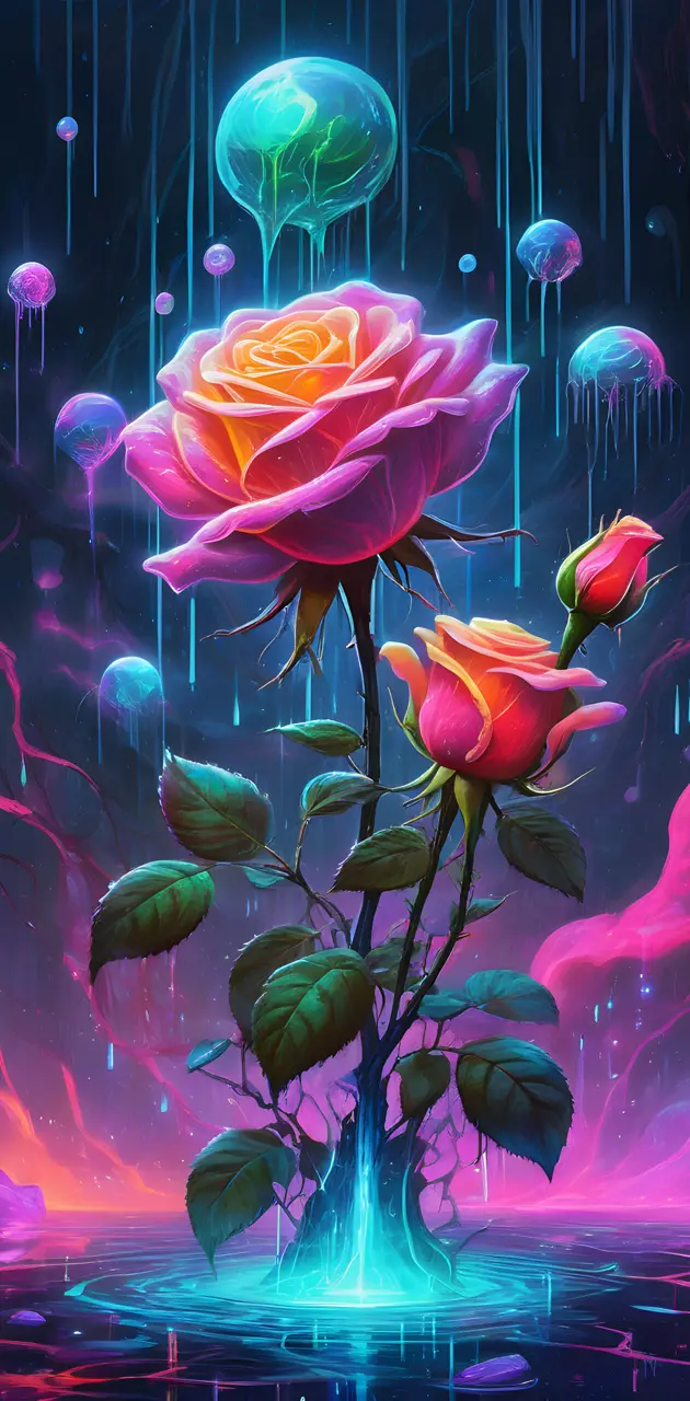 colorful roses in the darkness