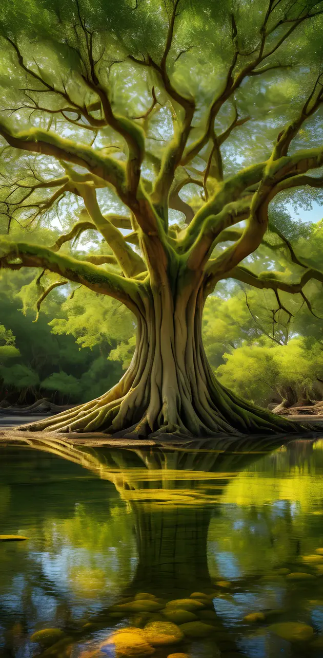 swamp tree, trees, tree roots
