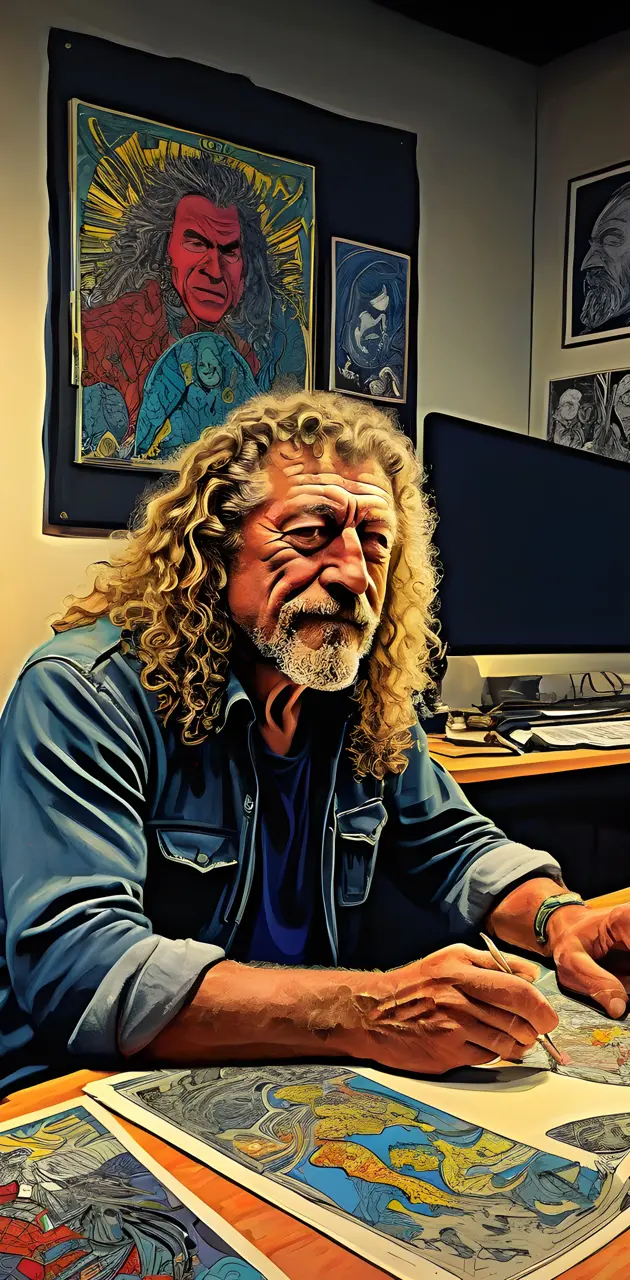 In the studio is solo artist, Robert Plant