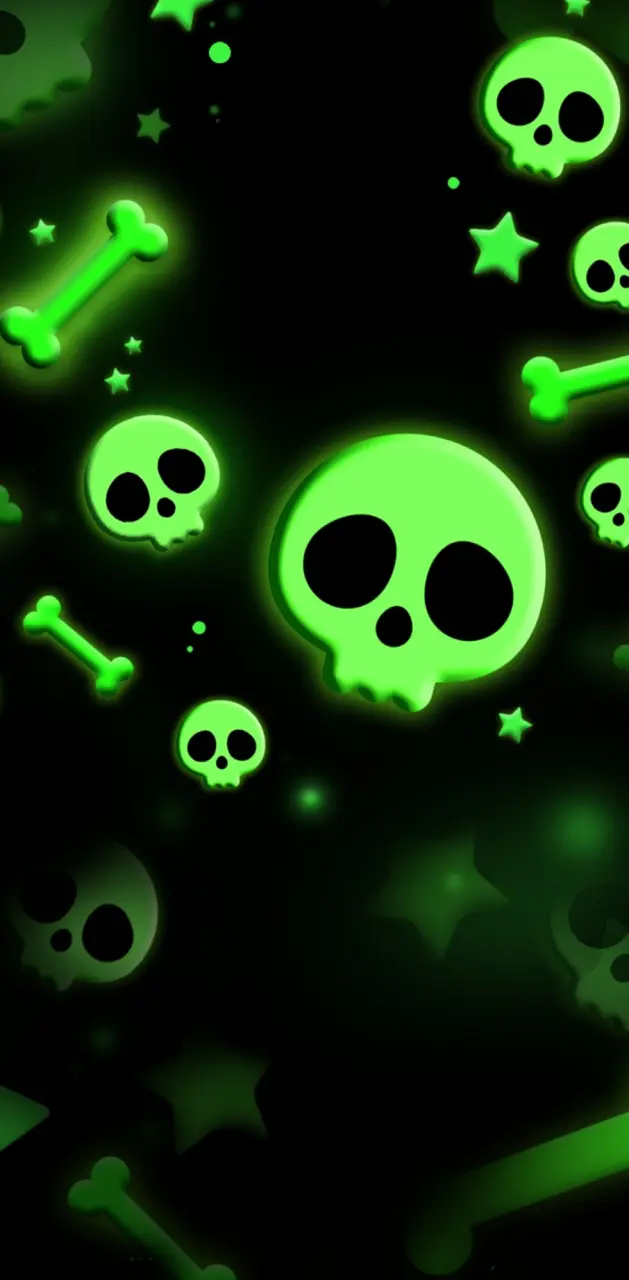 Halloween Green skulls