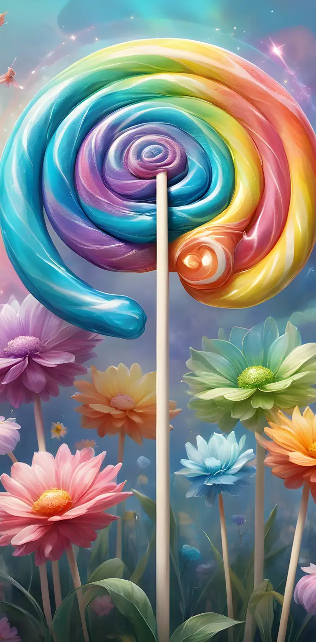 rainbow lollipop flower