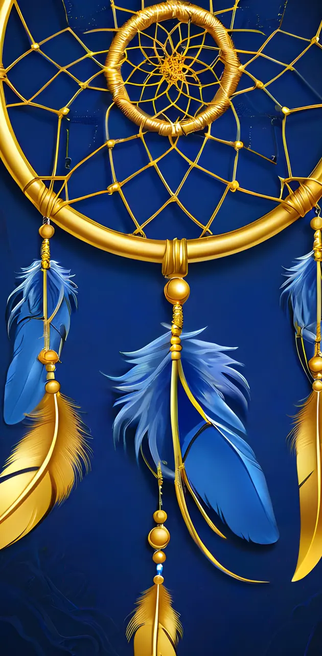 Dreamcatcher,Blue,Gold and Lucky charm