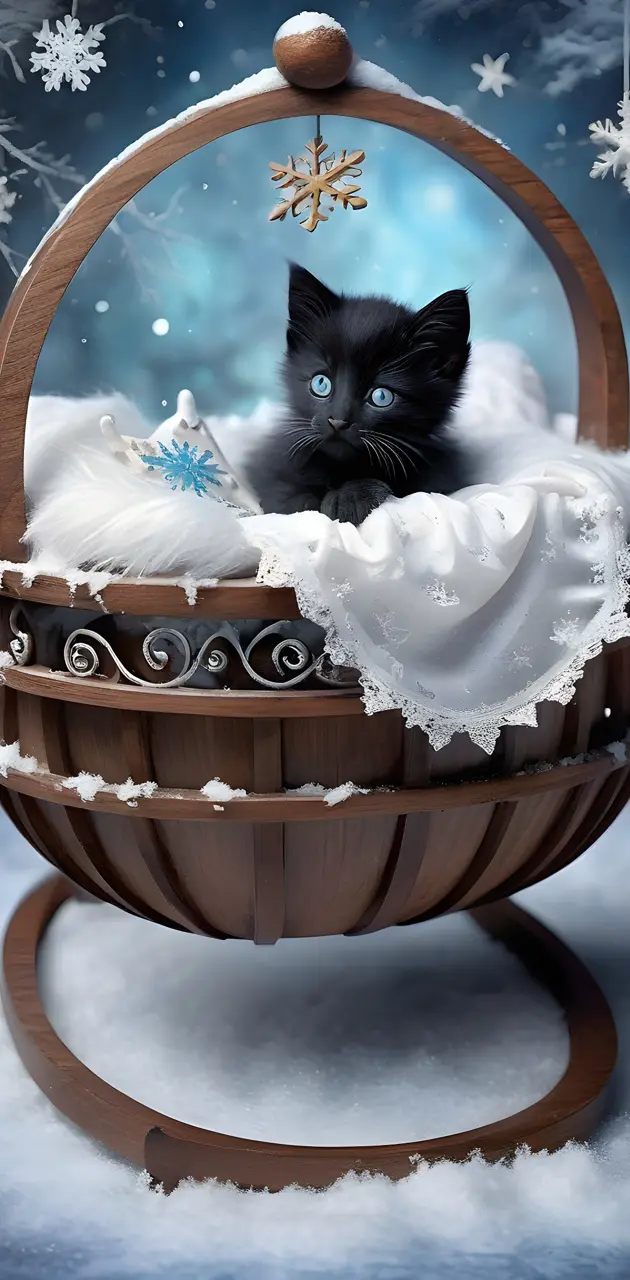 a cat in a snow globe
