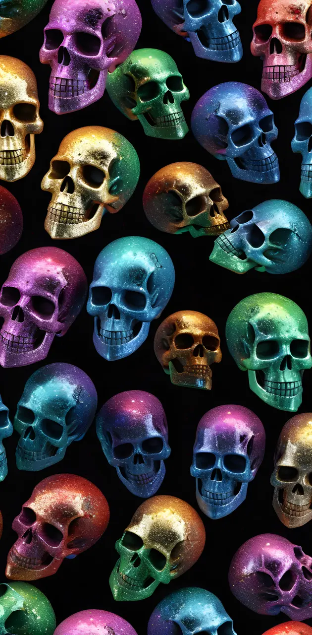 Rainbow Glitter Skulls