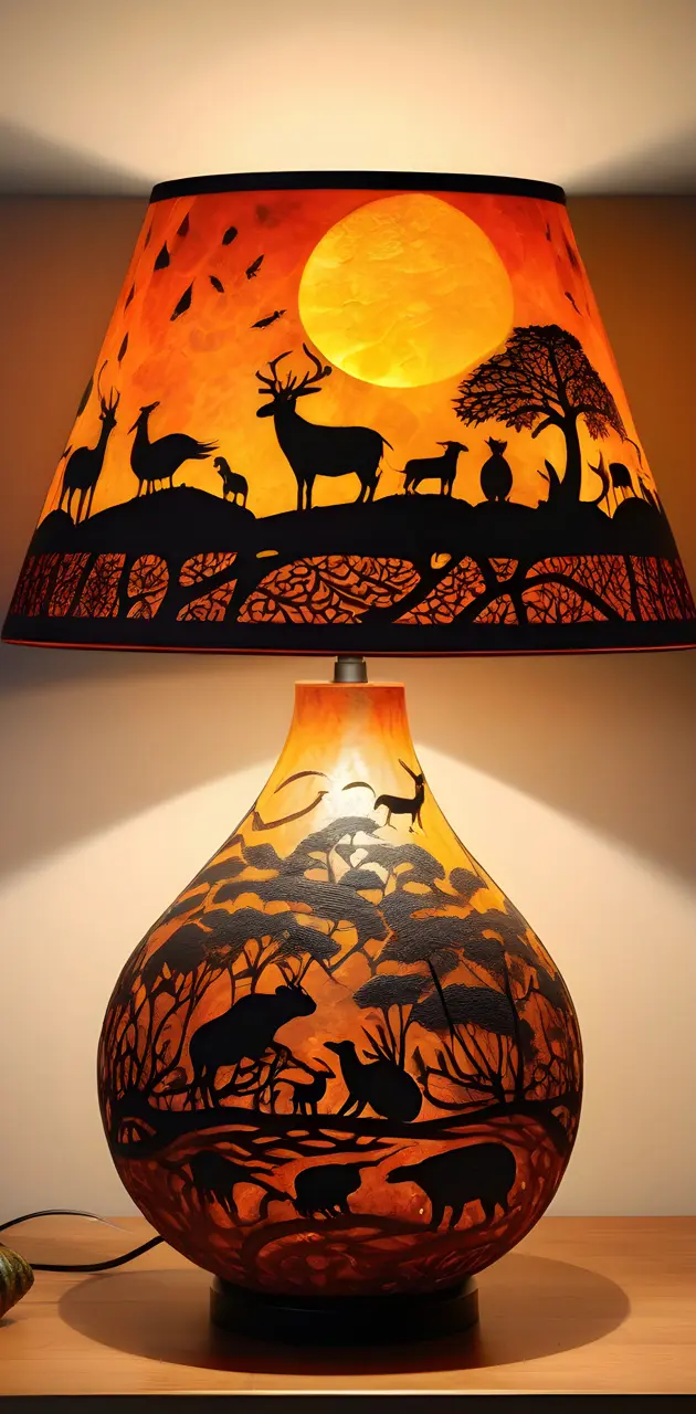 Petroglyph Animal Gourd Lamp Art Inspiration